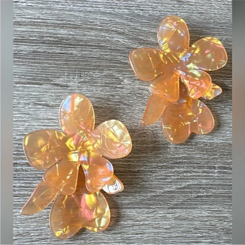 REVOLVE Shimmering Orange Petal Earrings - Picture 4 of 4
